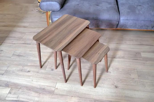 Rectangular Coffee tables Set 3x Tables Living room Dining room Brown Wood