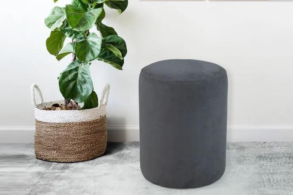 Gray Stool Living room Textile upholstery First-class exclusive furniture