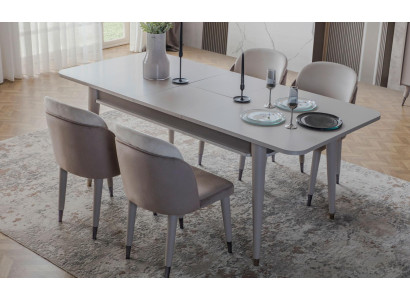 Luxurious Extendable Table Designer Modern Dining room Textile Chairs