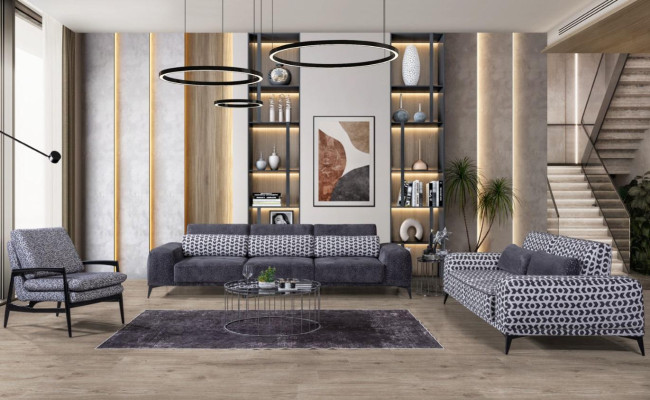 Gray living room seating set exclusive r three-seater single-seater 3-piece 4+3+1