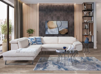 White corner upholstered sofa L-shape Sofas Living room Modern living landscapes