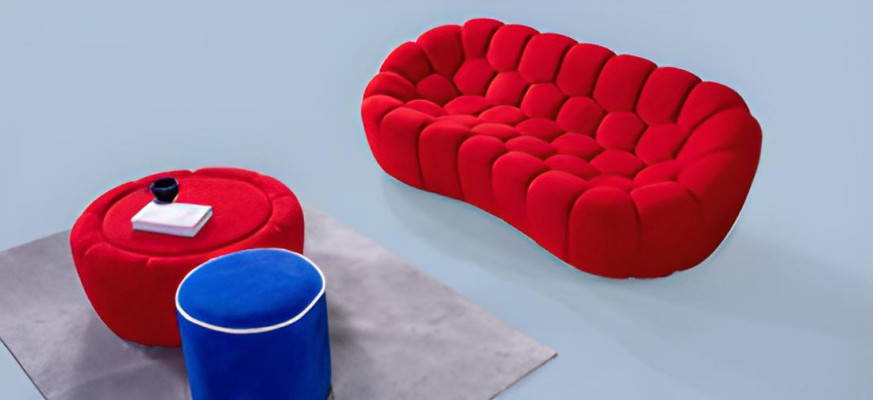 Modern Upholstery Suite exclusive r 3-Seater Sofa Luxurious 2x Stool