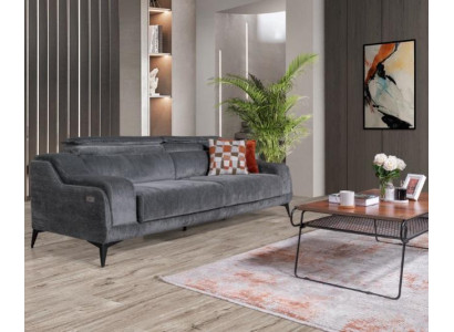 Luxurious Gray Textile Sofa Designer 3-Seater Living room three-seater
