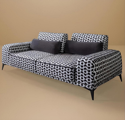 Stylish 3-seater pattern sofa upholstery couches living room wooden frame