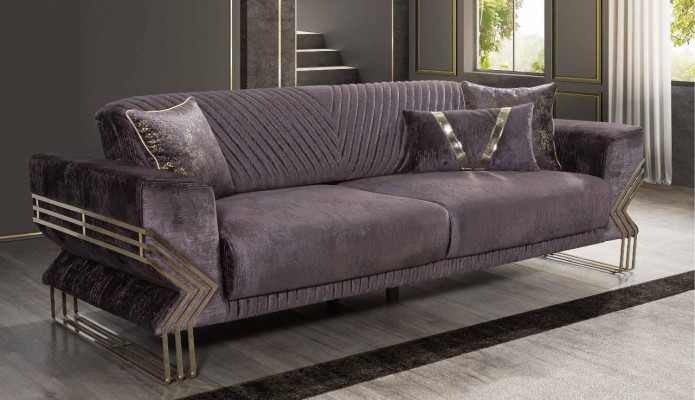 Modern Purple Three Seater Designer Couch Upholstery Sofa Living room 3-Seater