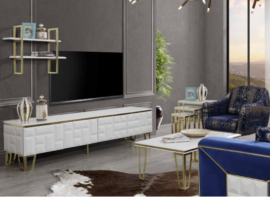 Stylish Wall unit Suite Designer stainless steel Shelf Modern TV Wardrobe