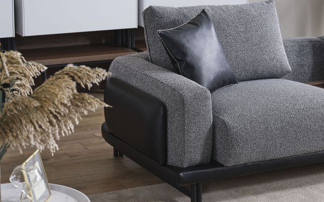 Gray Upholstery Corner sofa Designer Textile Armchair Living room Luxury Suite