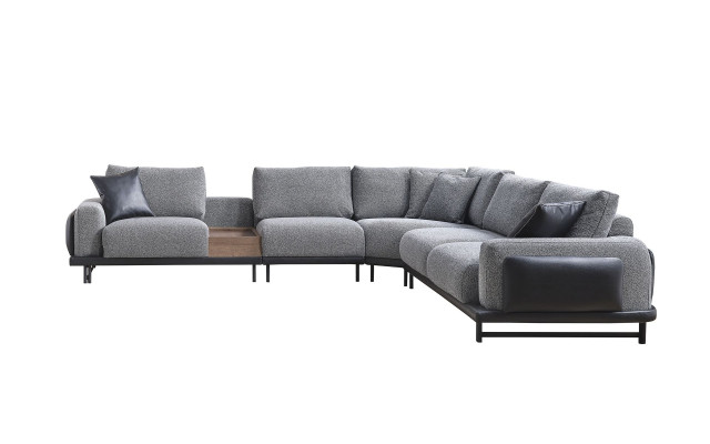 Gray Upholstery Corner sofa Designer Textile Armchair Living room Luxury Suite