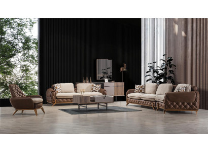 Designer Sofa set 4+3 Seater Luxury Leather Armchair Coffee table 4-piece set