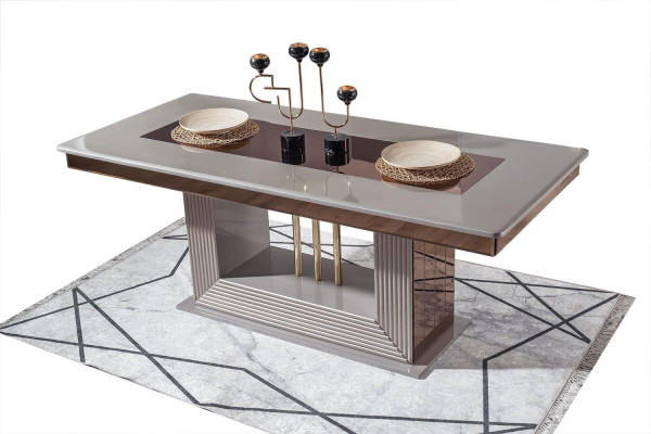 Stylish Dining room Set Rectangular Dining table 4x Black upholstered chairs