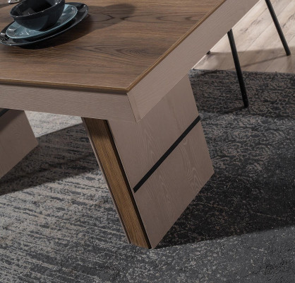 Brown Dining room Suite Luxury Adjustable Dining table 4x Textile Chairs