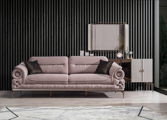 Stylish 3-Seater Living room Pink Luxury Couches Upholstery Seating Furniture new