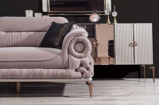 Stylish 3-Seater Living room Pink Luxury Couches Upholstery Seating Furniture new