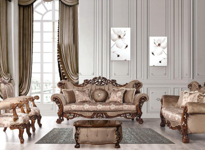 Classic Living room Sofa set Upholstery set velvet 5 pieces. Couch sofa
