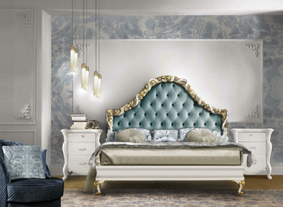3pcs. Bedroom Set Bed 2x Bedside table Console Hotel Beds Double Upholstery