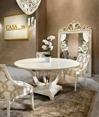 Design Round Table 4x Armchair Chairs Dining Room Seat Upholstery Round Tables Suite