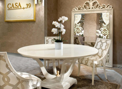 Design Round Table 4x Armchair Chairs Dining Room Seat Upholstery Round Tables Suite