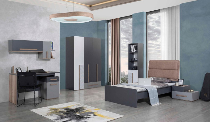 Bed Youth Room Beds Bedroom Furniture Single Bed Furnishings Gray