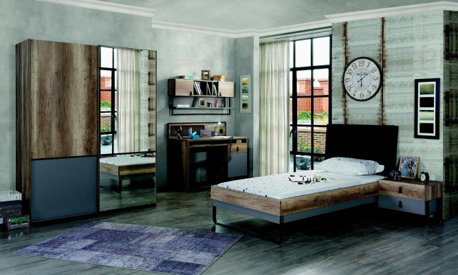 Bed Youth Room Childrens room Design Furniture Beds Bedroom Brown