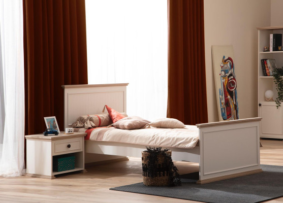 Bed single bed Bedside table Bedroom 2pcs. Modern luxury furniture new