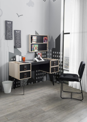 Modern Desk with Youth Room Wall shelf Designer Furniture Black new