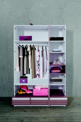 Childrens room Youth room Wood Wardrobe Children's cupboard 4 doors White