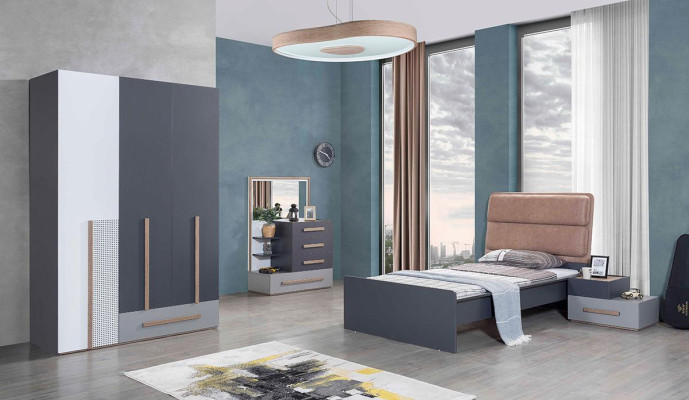Children's room set bed bedside table youth room modern design 6 pieces.