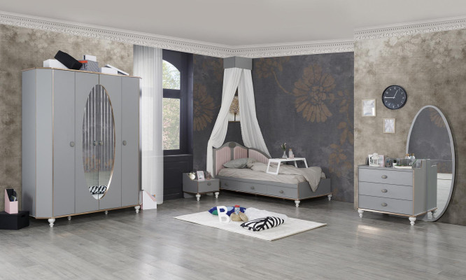 Childrens room Design Set Bed Bedside table Chest of drawers Wardrobe 4 pcs.