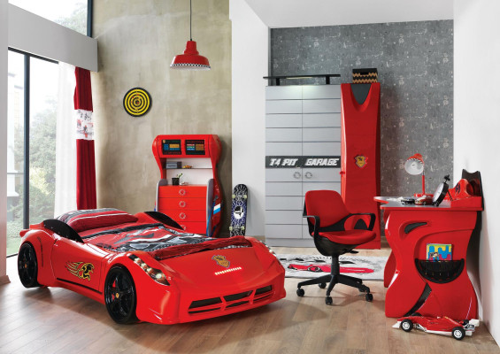Car Set Bed Wardrobe Chest of drawers Desk Young Furniture 4pcs.