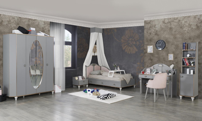 Childrens room Furniture 5-piece Set Design Bed Bedside table Wardrobe