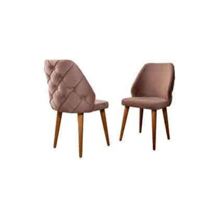 Wooden Padded Chair Beige Back Chesterfield on Wooden Legs for Dining room