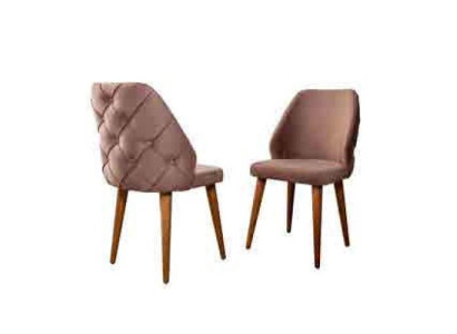 Wooden Padded Chair Beige Back Chesterfield on Wooden Legs for Dining room