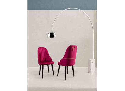 Wooden soft pink chair on black legs for the dining room new model