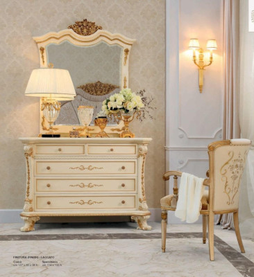 Sideboard Chest of drawers Mirror Cabinets Wood Beige Set Bedroom Luxury