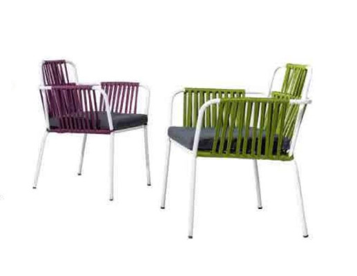 Original light color chair on white stainless steel legs and a soft seat cushion