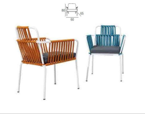 Original light color chair on white stainless steel legs and a soft seat cushion
