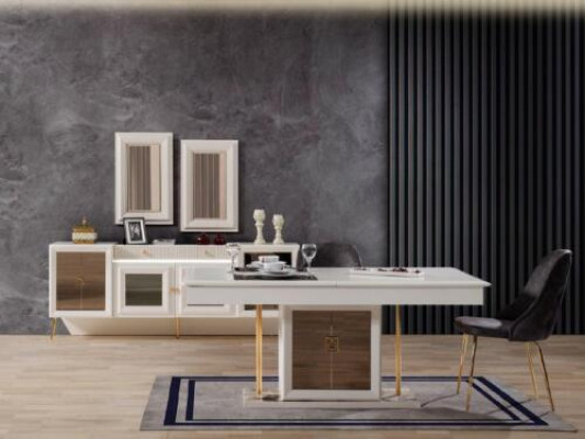 Luxury Dining Table 6x Chairs Designer Modern Wood Furniture Living Room