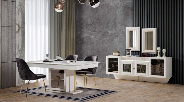 Luxury Dining Table 6x Chairs Designer Modern Wood Furniture Living Room