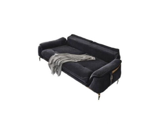 Design Chesterfield Living room 3 Seater Textile Couch Black Upholstery