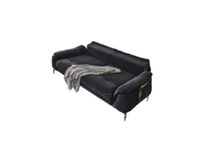 Design Chesterfield Living room 3 Seater Textile Couch Black Upholstery
