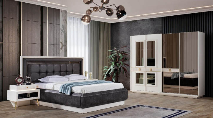 Bedroom Modern Wood Textile Beds Bed Upholstered bed Luxury Double