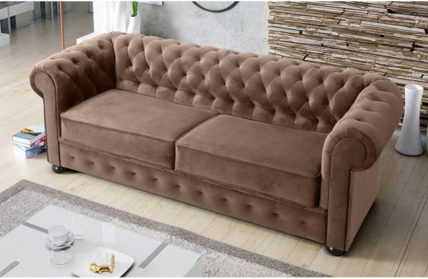 Design Sofa Couch 3 Seater Upholstery Leather Big Sofas Textile Chesterfield