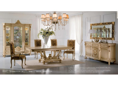 Group Dining room Dining table Chair Luxury Wood Beige Suite Set 8pcs