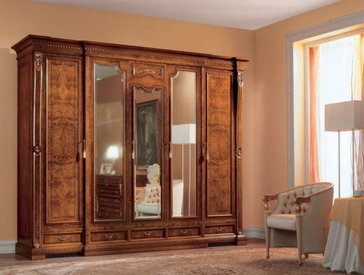 Wardrobe Cabinets Brown Bedroom Wood Wardrobe XXL Mirror