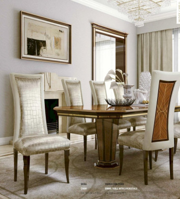 Dining set Dining table Chairs Dining corner Luxury Wood Fabric Dining room Set 7pcs