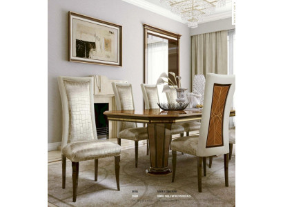 Dining set Dining table Chairs Dining corner Luxury Wood Fabric Dining room Set 7pcs