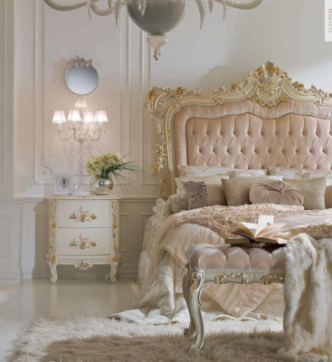 Luxury Bed Chesterfield Double bed Bed Frame Beige Bedroom