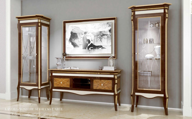 Suite Living room TV stand brown TV cabinet lowboard display case set 3 pieces