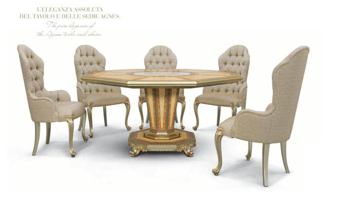 Suite Dining set Dining room Dining corner Dining table Chair Set 6pcs Wood Luxury Beige