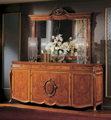 Group Sideboard Mirror Chest of drawers Cabinets Wood Brown Big Living room